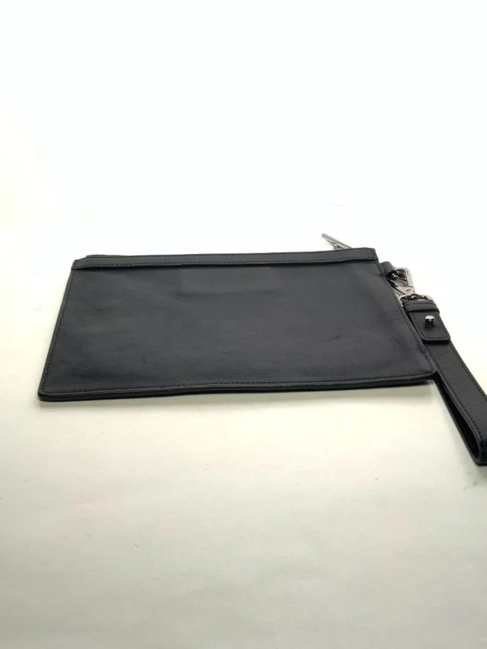 Jimmy Choo Black Leather Star Studded Clutch/Wristlet w/ Silver Accents